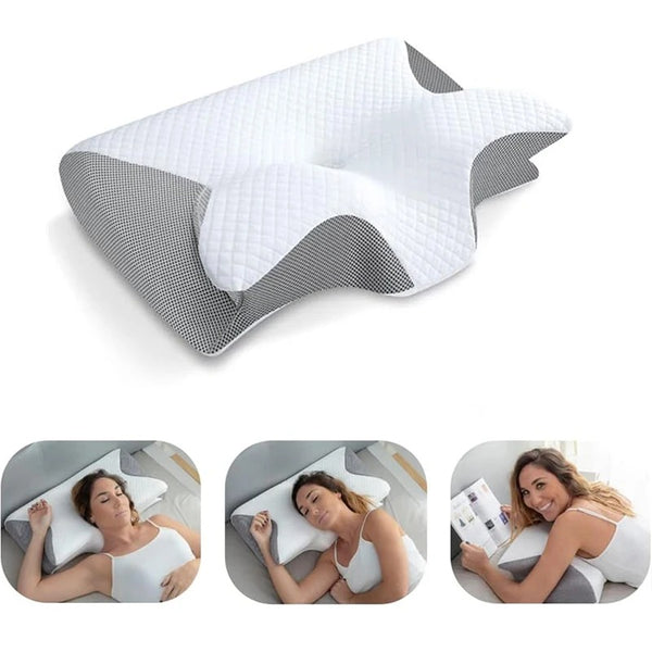 2-in-1 Memory Foam Cervical Neck Pillow – Ergonomic Orthopedic Contour Support