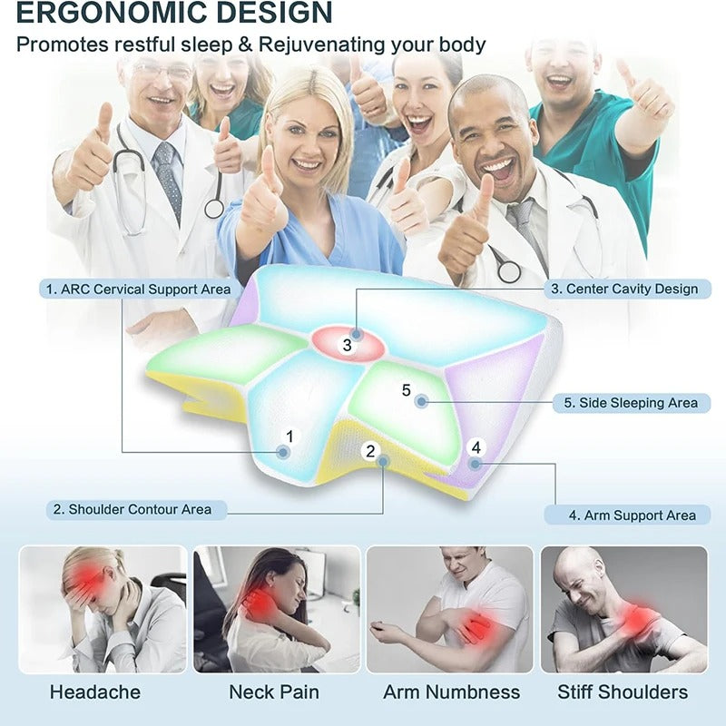 2-in-1 Memory Foam Cervical Neck Pillow – Ergonomic Orthopedic Contour Support