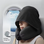 Load image into Gallery viewer, 🛫 U-Shaped Travel Pillow with Hood – Memory Foam Neck Support
