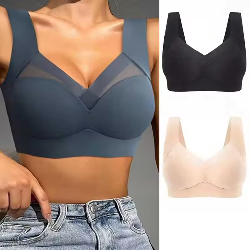 Breathable Push-Up Sports Bra – Mesh Padded Gym Top