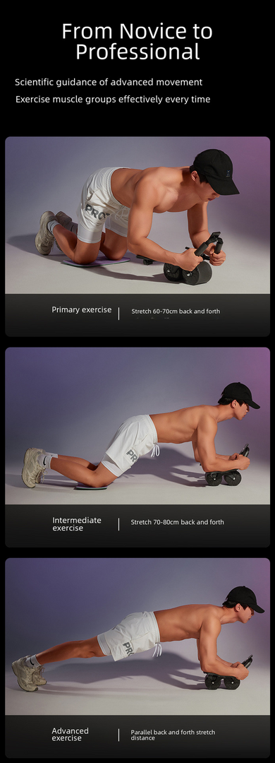 🔥 Timed Ab Wheel Roller – Auto Rebound Core Trainer with Elbow Support