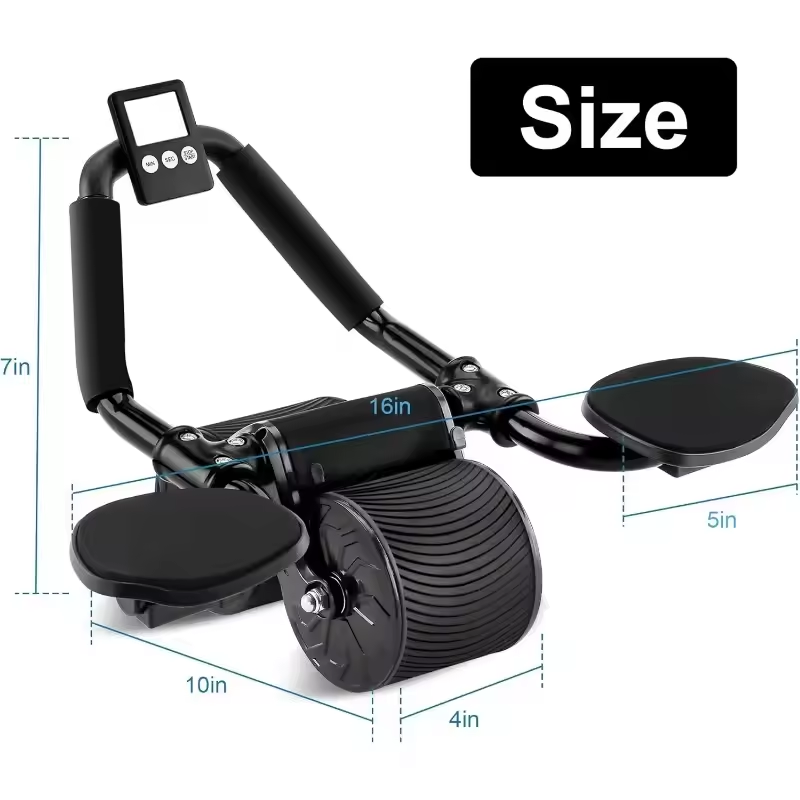 🔥 Timed Ab Wheel Roller – Auto Rebound Core Trainer with Elbow Support