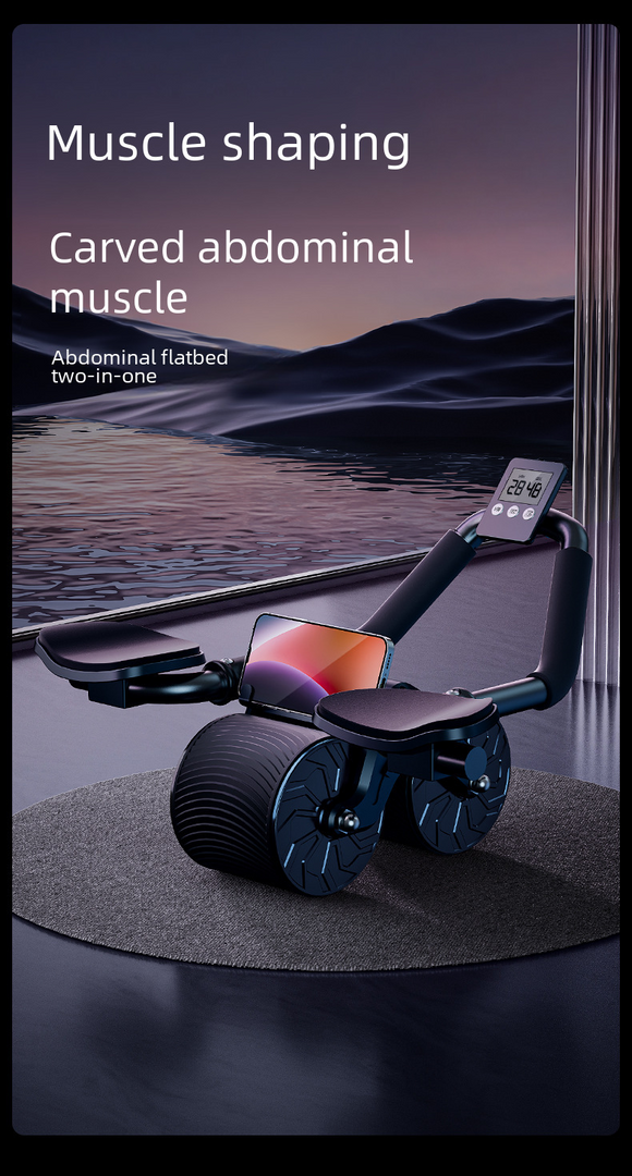 🔥 Timed Ab Wheel Roller – Auto Rebound Core Trainer with Elbow Support