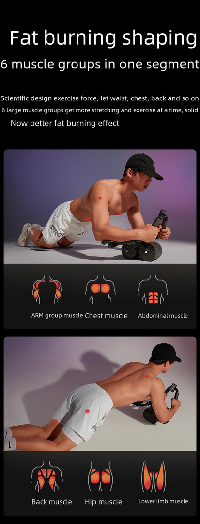 🔥 Timed Ab Wheel Roller – Auto Rebound Core Trainer with Elbow Support
