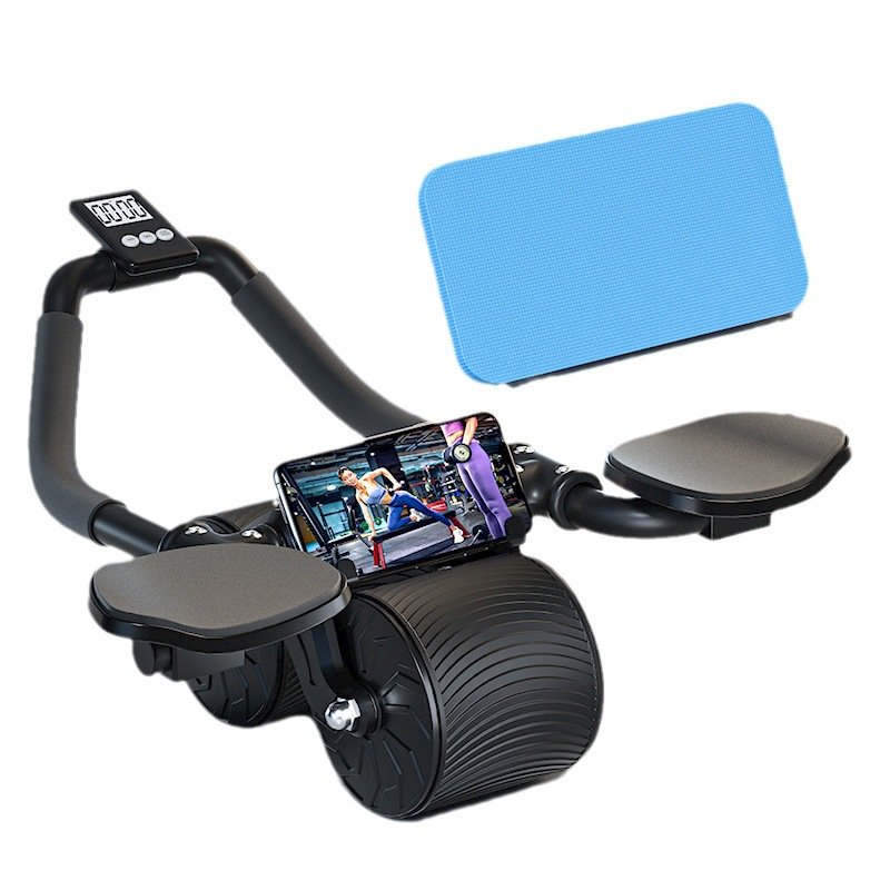 🔥 Timed Ab Wheel Roller – Auto Rebound Core Trainer with Elbow Support